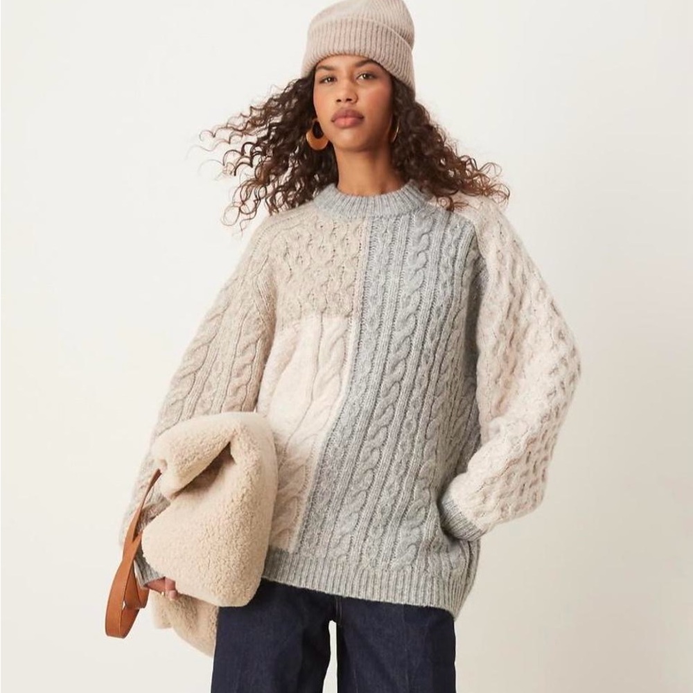 ASOS Chunky Oversized Knit Colorblock Sweater